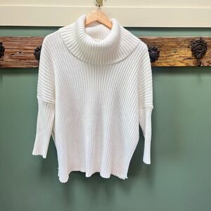 Mer-Sea White New Yorker Ribbed Turtleneck Oversized Dolman Sweater One Size‎ OS
